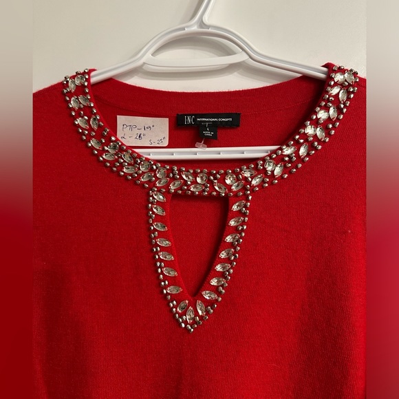 INC INTERNATIONAL CONCEPT RED SWEATER - Picture 5 of 5